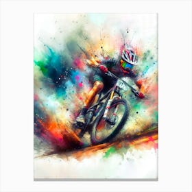 Mountain Biker Painting Canvas Print