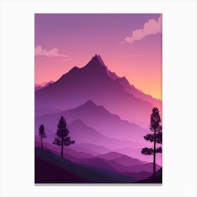 Misty Mountains Vertical Composition In Purple Tone 23 Canvas Print