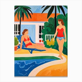 Two Women At The Pool Canvas Print