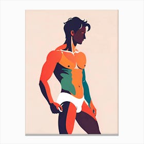 Chromatic Strength: Portrait Of A Fit Man In Underwear Canvas Print