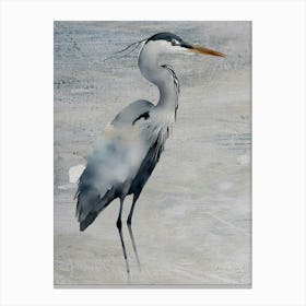 Heron Grey and Blue Watercolor painting Canvas Print