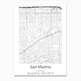 San Marino,United States Minimalist Map Lienzo