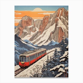 Tateyama Kurobe Alpine Route, Japan Vintage Travel Art 3 Canvas Print