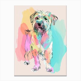 Coated Wheaten Terrier Dog Pastel Line Watercolour Illustration  2 Canvas Print