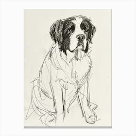 St Bernard Dog Charcoal Line 3 Canvas Print