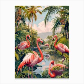 Greater Flamingo Italy Tropical Illustration 5 Canvas Print
