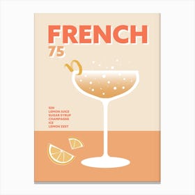 French 75 Cocktail Champagne Prosecco Colourful Kitchen Wall Canvas Print