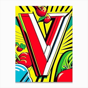 V   Vegetables, Letter, Alphabet Comic 2 Canvas Print