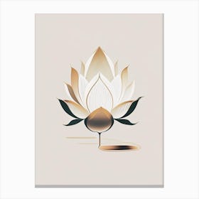 Blooming Lotus Flower In Lake Retro Minimal 5 Canvas Print