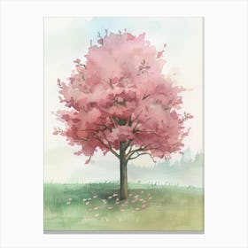 Cherry Tree Atmospheric Watercolour Painting 3 Canvas Print