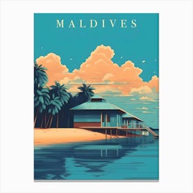 Maldives Retro Travel Canvas Print