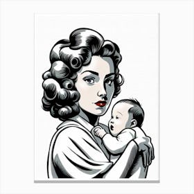 Mother Holds Her Baby Canvas Print