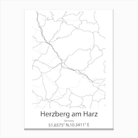 Herzberg,Germany Minimalist Map Canvas Print