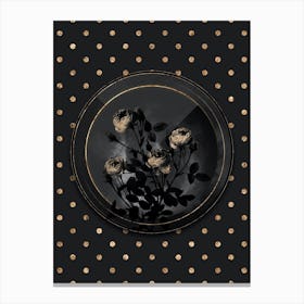 Shadowy Vintage Burgundian Rose Botanical in Black and Gold n.0002 Canvas Print