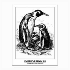 Penguin Squabbling Over Territory Poster 2 Canvas Print