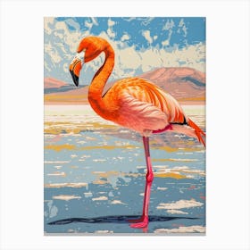 Greater Flamingo Salar De Atacama Antofagasta Tropical Illustration 3 Canvas Print