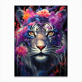 Tiger With Flowers 1 Canvas Print