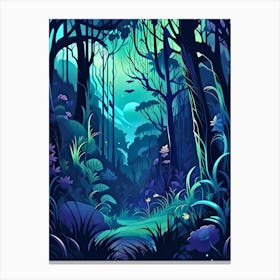 Jungle Night 1 Botanical Art Print 3 Canvas Print