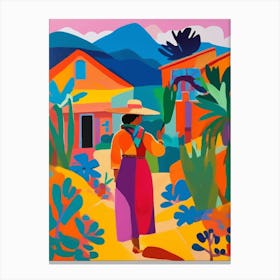 Colorful landscape, Mexican Woman Canvas Print