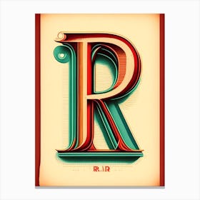 R, Letter, Alphabet Vintage Sketch 4 Canvas Print