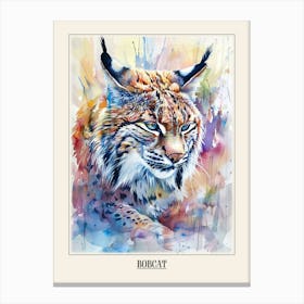 Bobcat Colourful Watercolour 4 Poster Canvas Print