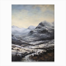 Vintage Winter Painting Snowdonia National Park United Kingdom 2 Canvas Print