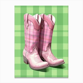 Checkered Cowgirl Boots 2 Canvas Print