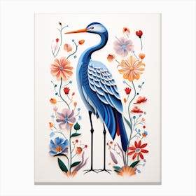 Scandinavian Bird Illustration Great Blue Heron 6 Canvas Print