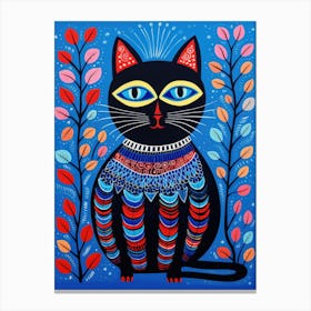 Kitty Cat in style of Gond Painting Canvas Print