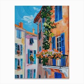Balcony Painting In Cannes 1 Canvas Print