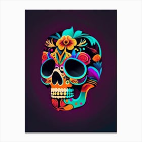 Skull With Vibrant Colors 3 Mexican Canvas Print