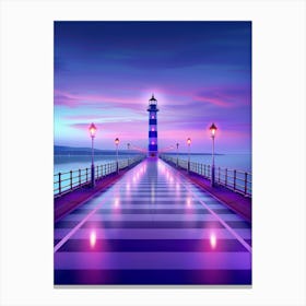 Lighthouse At Night 20 Canvas Print