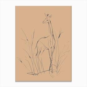 Giraffe - Boho, Line Art 2 Canvas Print