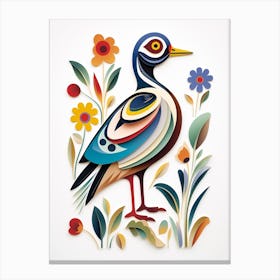 Scandinavian Bird Illustration Wood Duck 3 Canvas Print