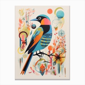 Colourful Scandi Bird Sparrow 1 Canvas Print
