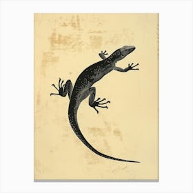 Block Print Black Lizard 3 Canvas Print