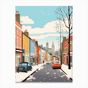 Vintage Winter Travel Illustration Newcastle United Kingdom 1 Canvas Print