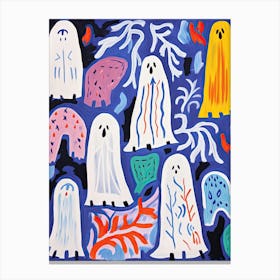 Funny Ghosts Matisse Style, Halloween Spooky Canvas Print