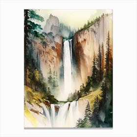 Yosemite Falls, United States Water Colour  (2) Canvas Print