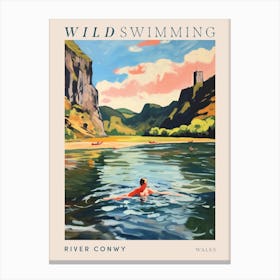 Wild Swimming At River Conwy Wales 1 Poster Canvas Print