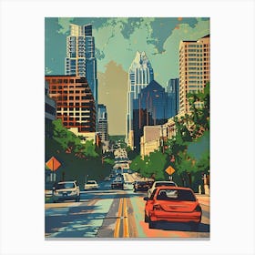Sixth Street Austin Texas Colourful Blockprint 1 Canvas Print