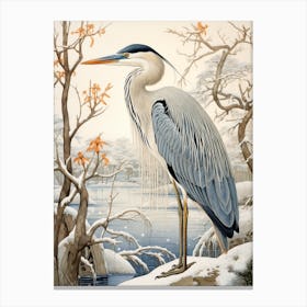 Winter Bird Painting Great Blue Heron 3 Canvas Print