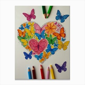 Heart With Butterflies Canvas Print