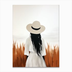 Girl In A Hat, Boho Art Style Canvas Print