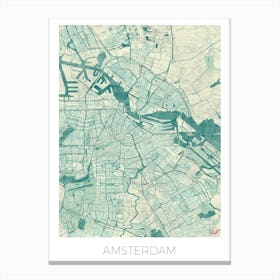 Amsterdam Map Vintage in Blue Canvas Print