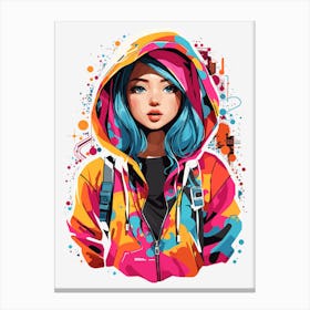 Girl In Hoodie Urban multi-colored girl Canvas Print