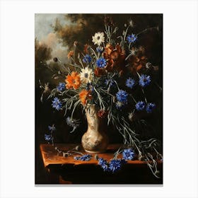 Baroque Floral Still Life Cornflower 4 Canvas Print