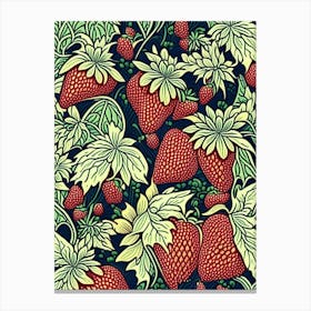 Bunch Of Strawberries, Fruit, William Morris Style 3 Canvas Print