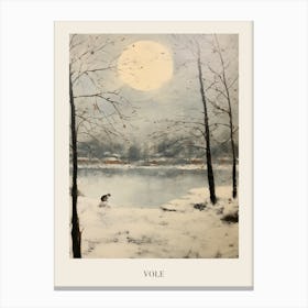 Vintage Winter Animal Painting Poster Vole 1 Canvas Print