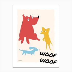 Cute Colourful Dogs Canvas Print